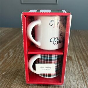 Vera Bradley stacked Ribbons Plaid Mug Duo NEW